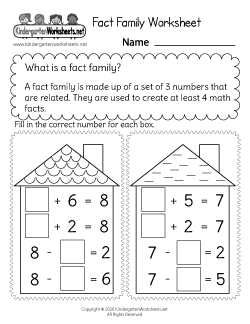 Addition Family Worksheets