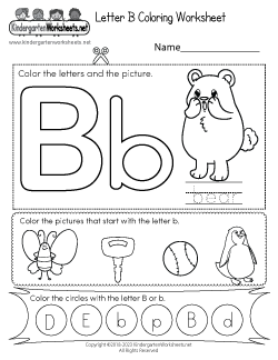 Letter B Coloring Worksheet