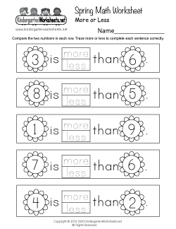 Kindergarten Spring Math Worksheet