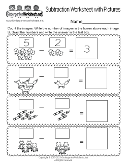 Subtraction Worksheet with Pictures