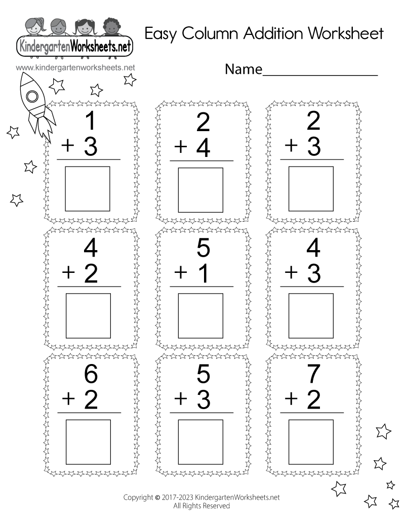 Kindergarten Addition Worksheet - Free Math Worksheet for Kids