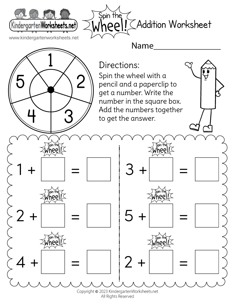 Free Printable Practice Adding Math Worksheet for Kindergarten