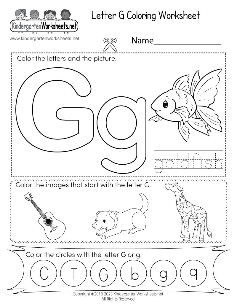Letter G Coloring Worksheet Free Kindergarten English Worksheet For Kids