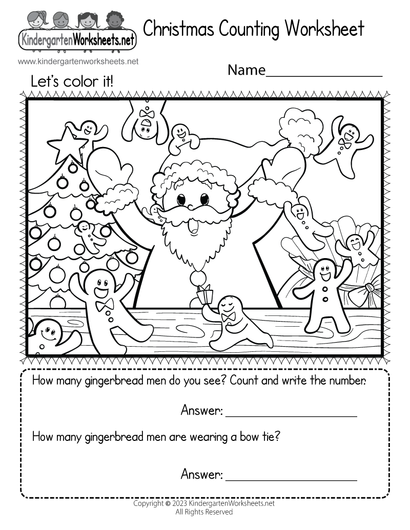 Kindergarten Christmas Worksheets Printables Christmas Counting