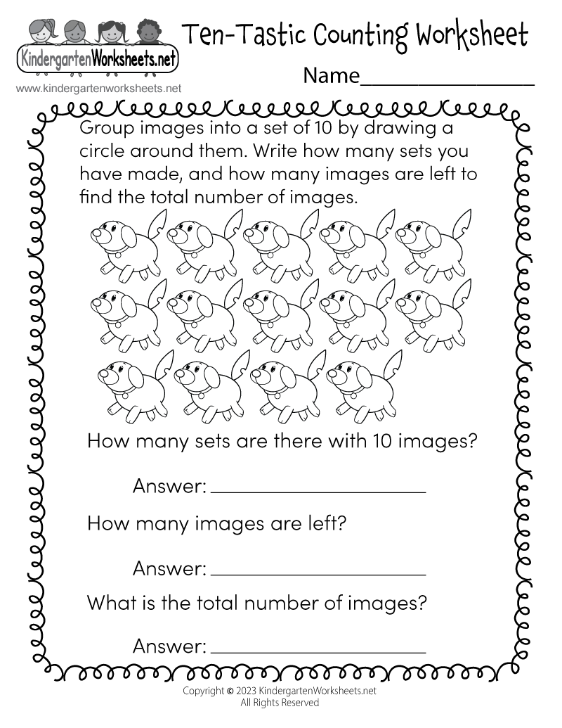 Printable Counting Worksheet  Free Kindergarten Math Worksheet for Kids