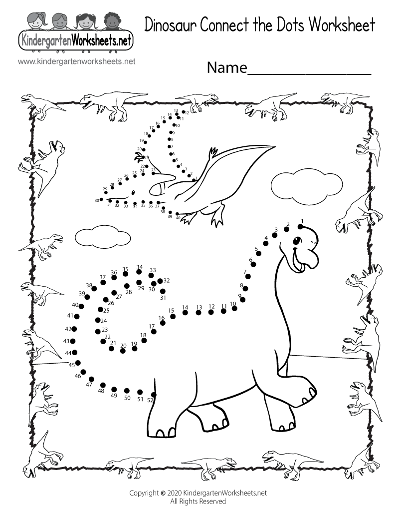 Free Printable Dinosaur Connect The Dots For Kindergarten