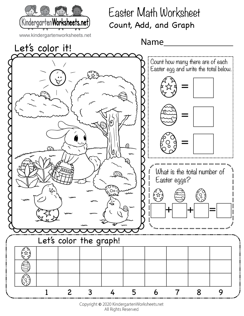 Free Printable Easter Math Worksheet For Kindergarten