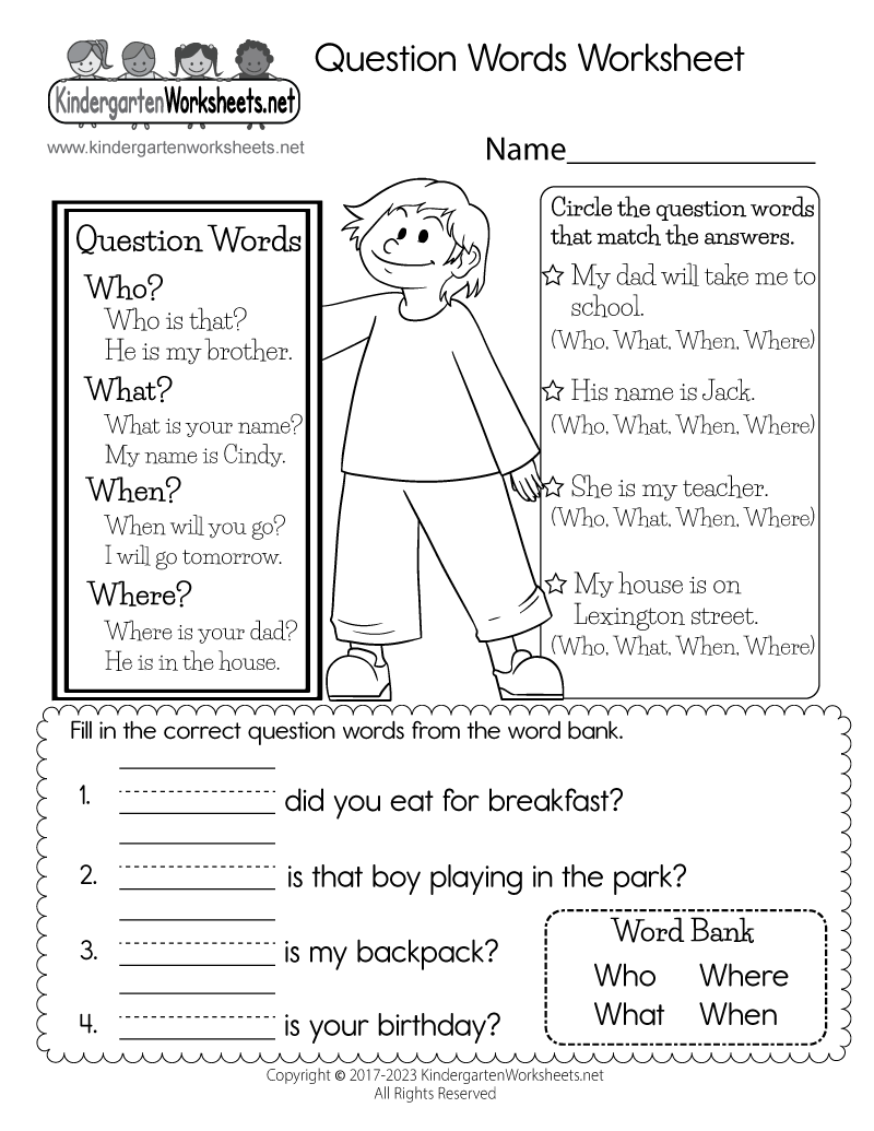 English Worksheets Printable Free