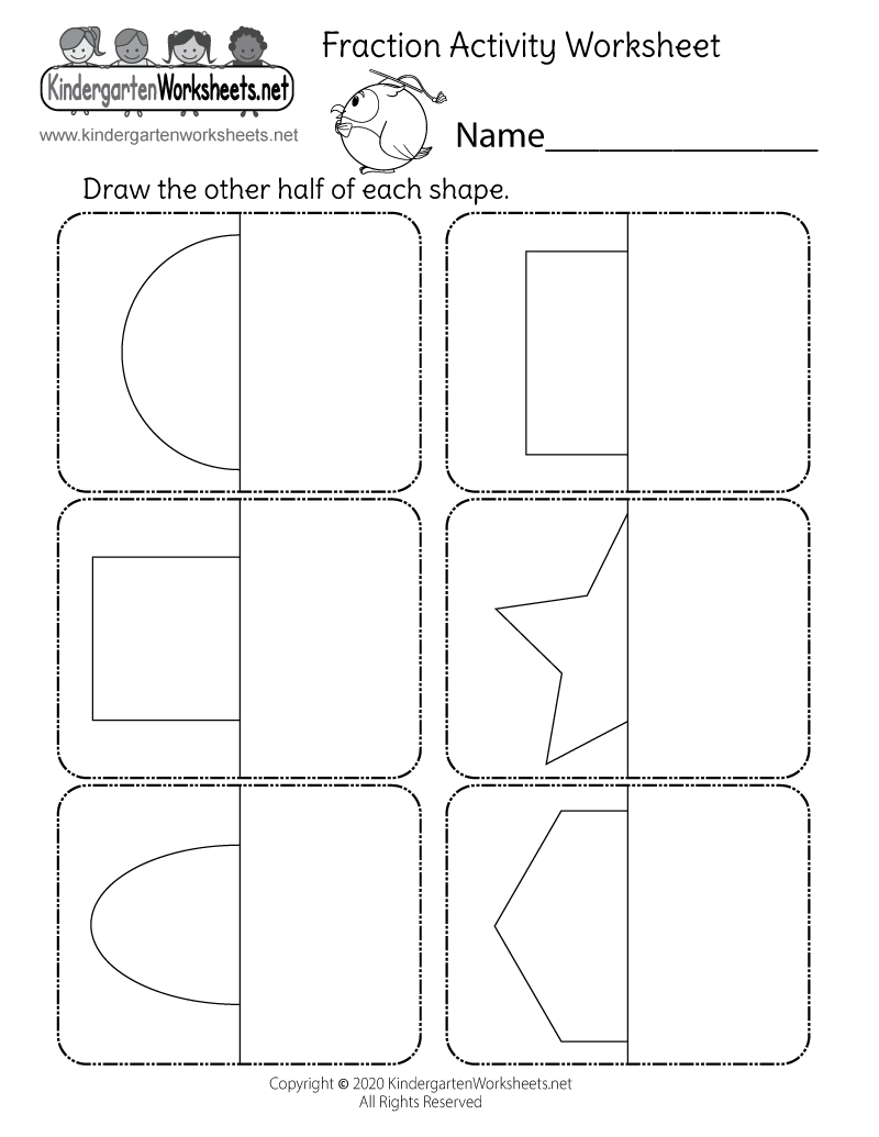 Free Printable Fraction Worksheet Free Kindergarten Math Worksheet 