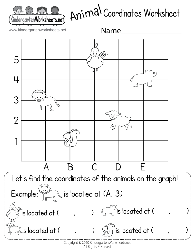 Coordinate Graph Worksheet  Free Kindergarten Math Worksheet for Kids