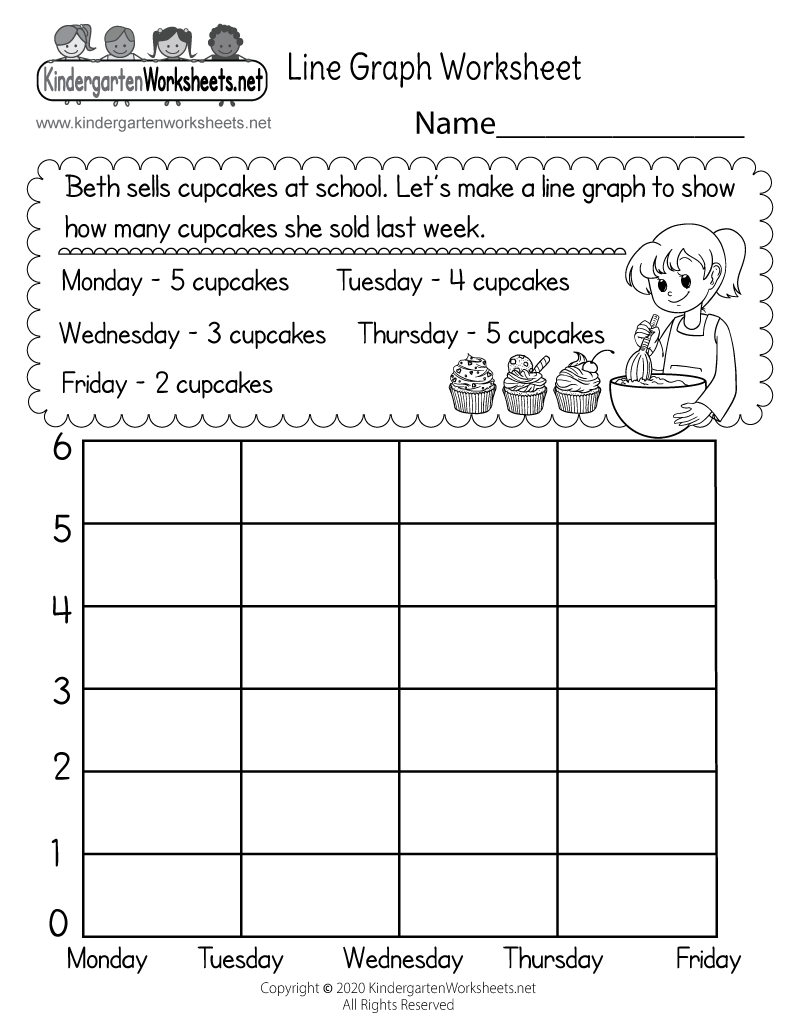 Line Graph Worksheet - Free Kindergarten Math Worksheet for Kids