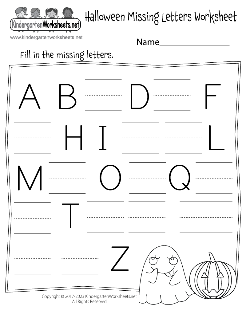 Halloween Missing Letter Worksheet - Free Kindergarten ...