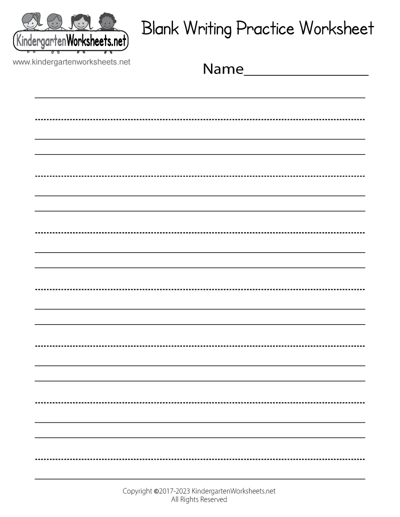 Blank Writing Practice Worksheet - Free Kindergarten English Worksheet