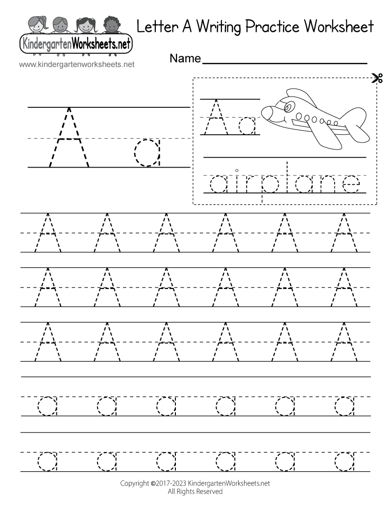 Writing sheets kindergarten