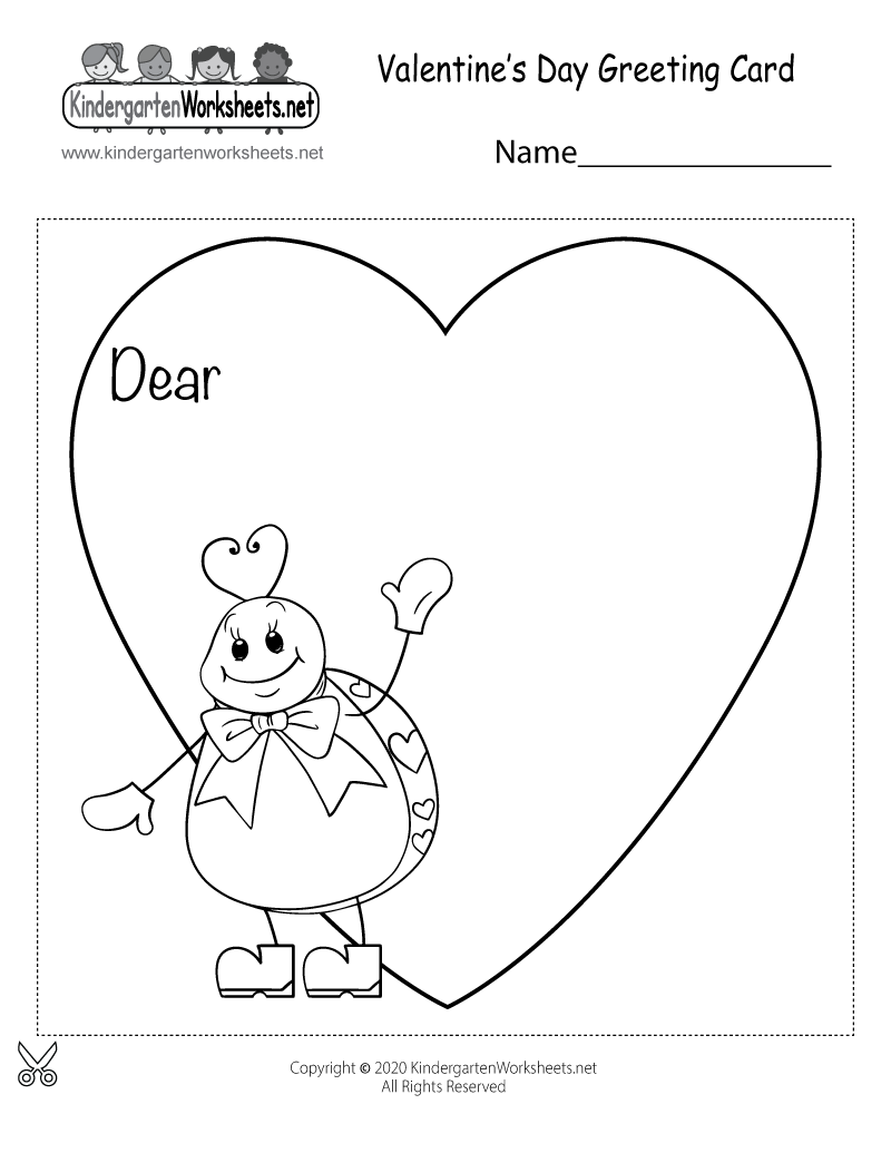 Free Printable Valentine's Day Greeting Card for Kindergarten