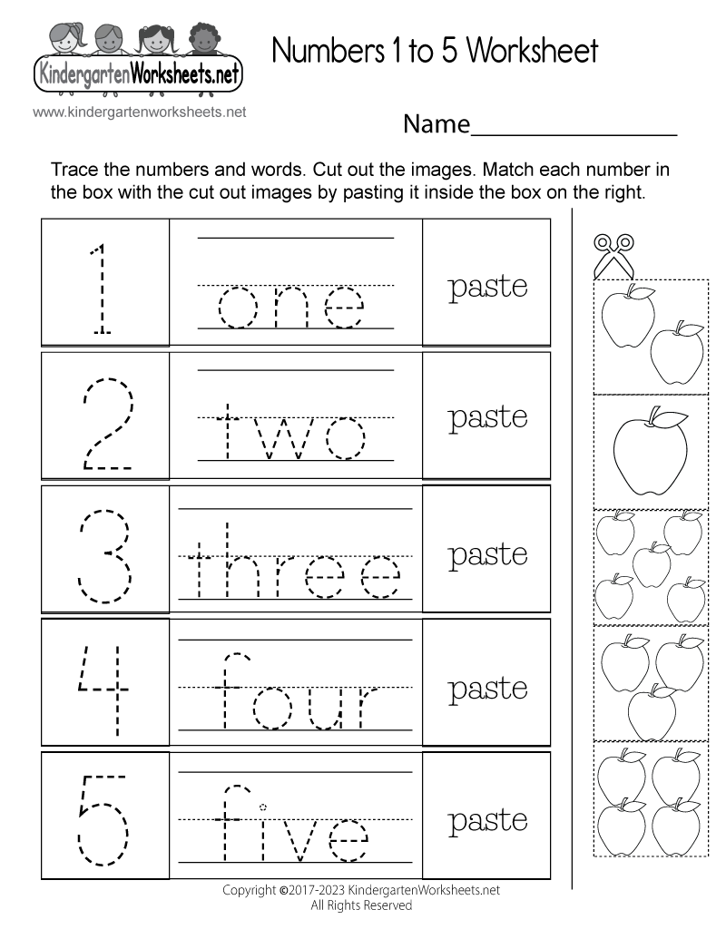 Numbers Worksheet Kindergarten 1