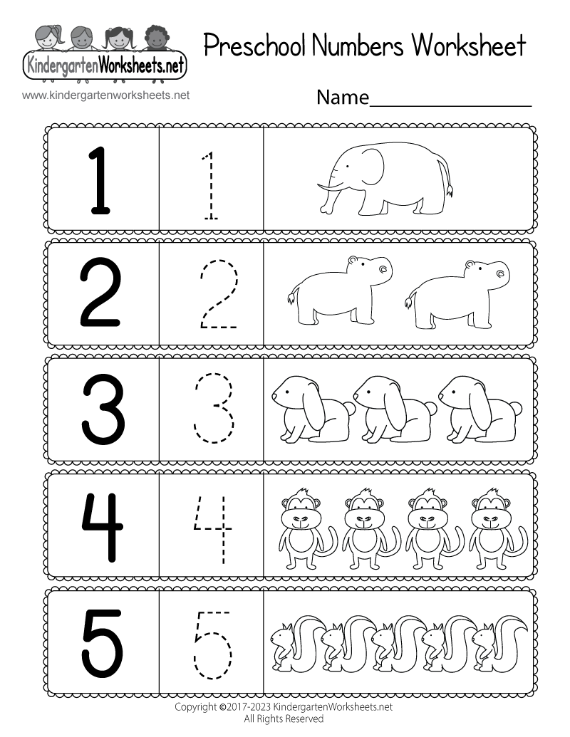 Preschool Worksheet Using Numbers - Free Kindergarten Math ...