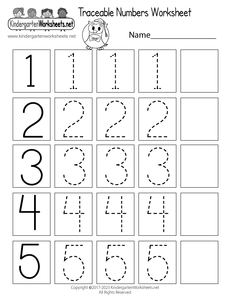 Traceable Numbers Worksheet - Free Kindergarten Math Worksheet for  math worksheets, learning, worksheets for teachers, alphabet worksheets, and printable worksheets Numbers For Kindergarten Worksheets 1035 x 800