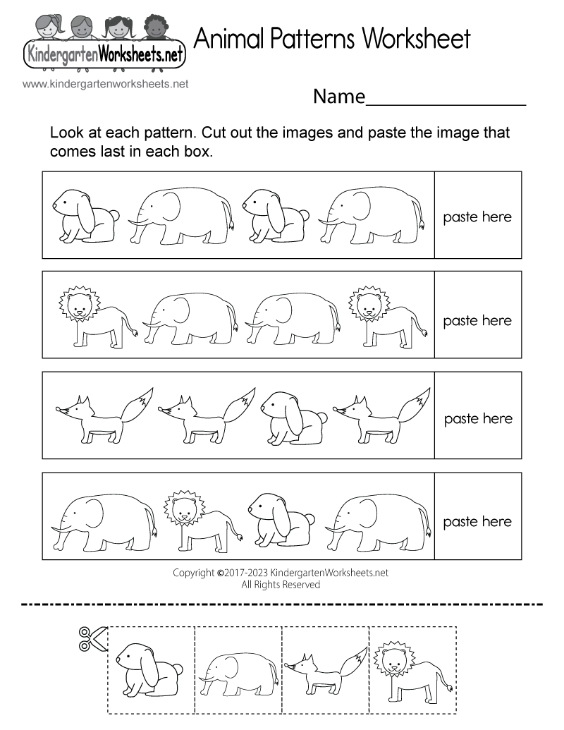 Pattern Activity Worksheet - Free Kindergarten Worksheet for Kids