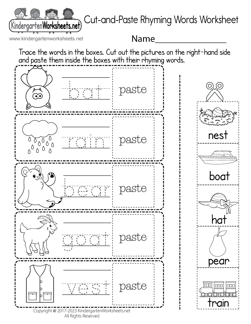 Rhyming Words Worksheet Free Kindergarten English Worksheet For Kids