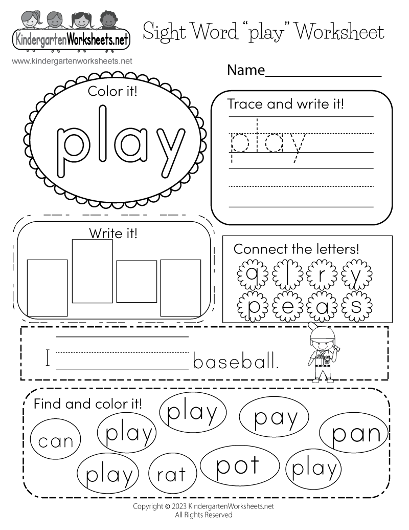 Printable Sight Words worksheets for Kindergarten word sight for the Teaching Free kindergarten  Worksheet