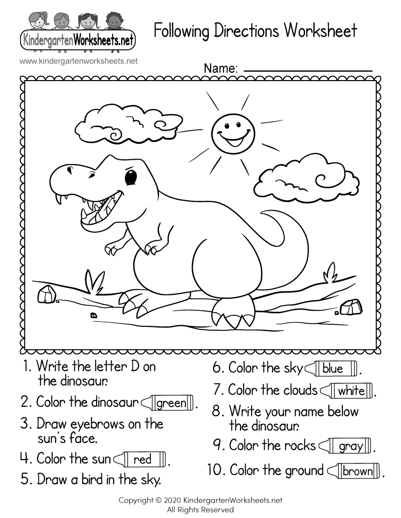 Free Printable Worksheets Following Directions