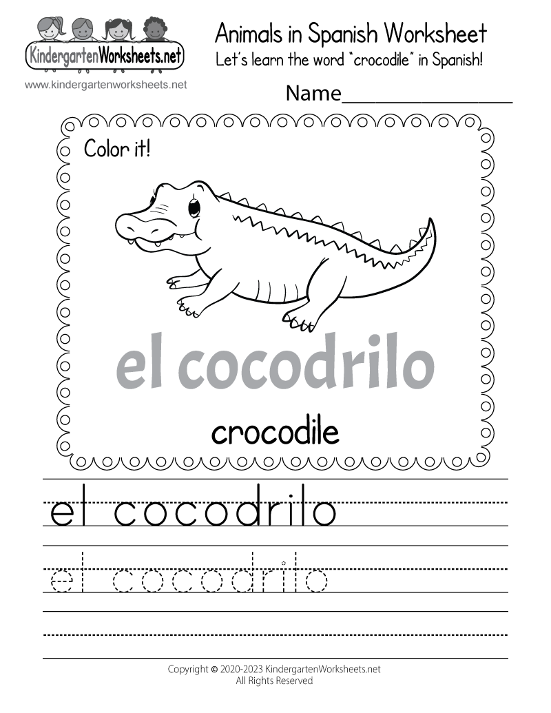 Free Printable Spanish Worksheet for Kindergarten