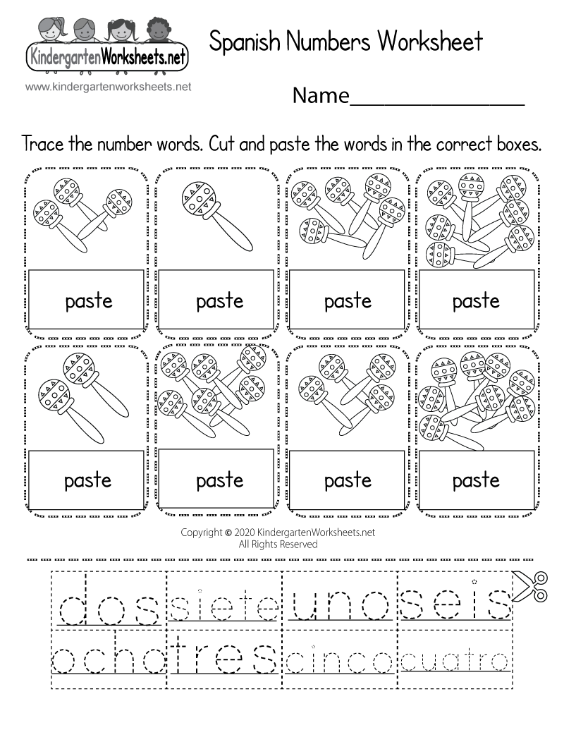 Free Kindergarten Spanish Worksheets - Learning the basics of Spanish. math worksheets, learning, worksheets for teachers, alphabet worksheets, and printable worksheets Numbers For Kindergarten Worksheets 1035 x 800