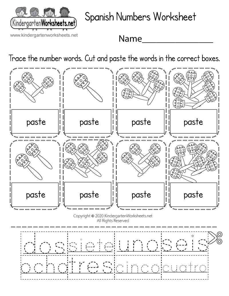 Kinder Numbers In Spanish Worksheets