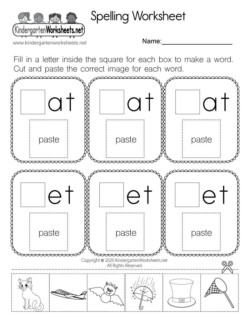 Worksheet  Spelling  Worksheet sight Free Kindergarten  worksheets Kindergarten  English  word spelling