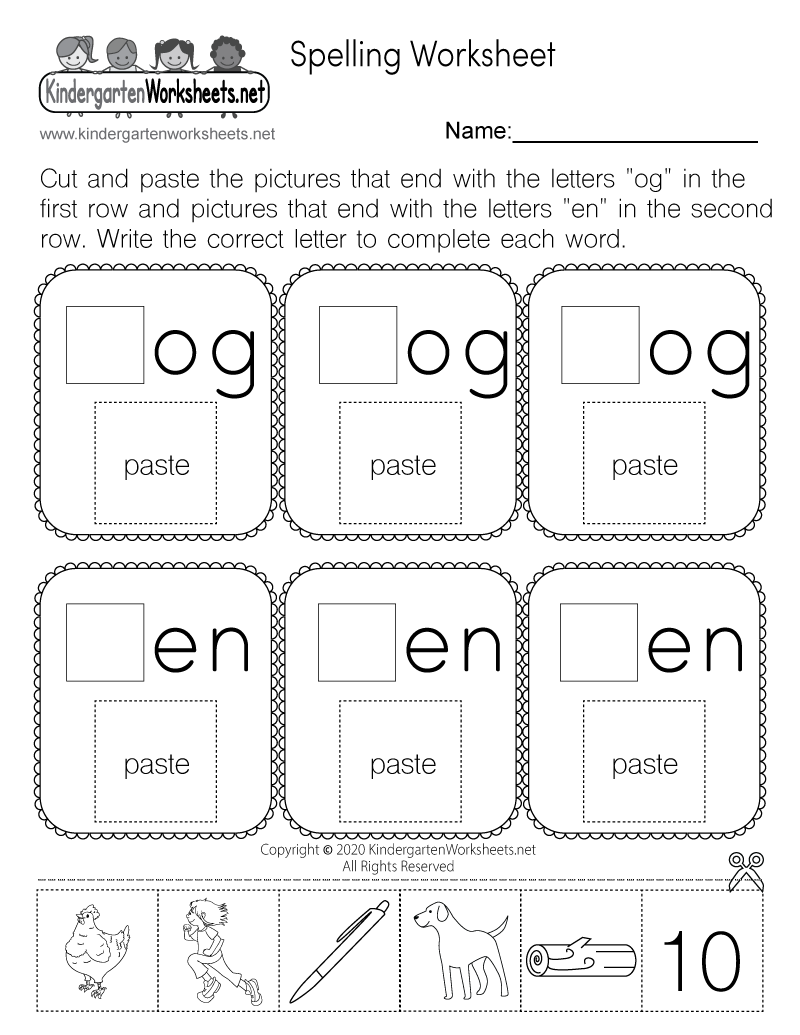 Spelling for  preschool Worksheet Kindergarten for Free word Worksheet  printable sight Learn English worksheets