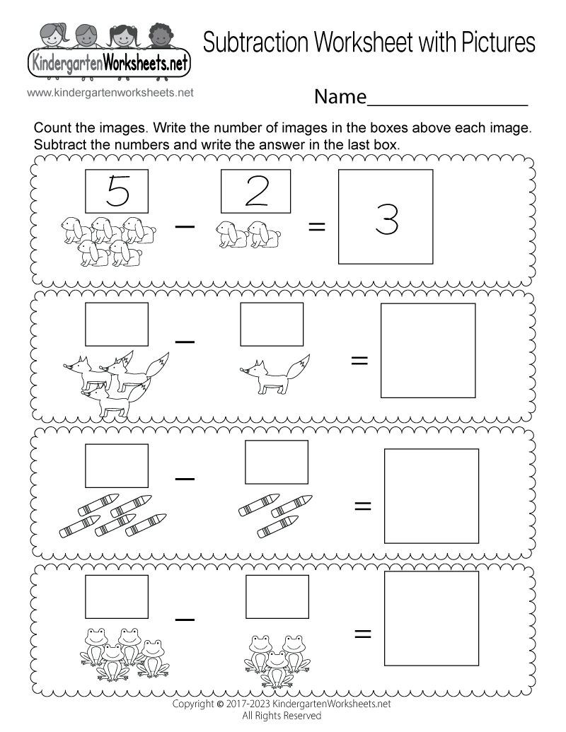 Fun Subtraction Worksheet - Free Kindergarten Math Worksheet for Kids