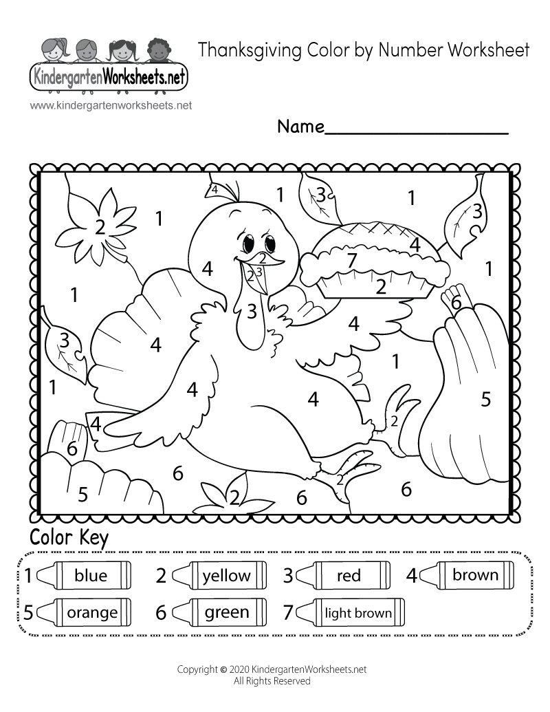 Free Printable Thanksgiving Coloring Worksheet for Kindergarten
