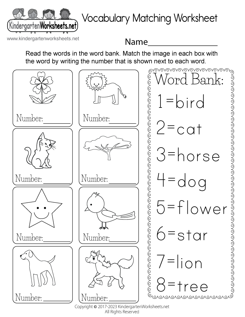 Free Printable English Worksheets For Kindergarten
