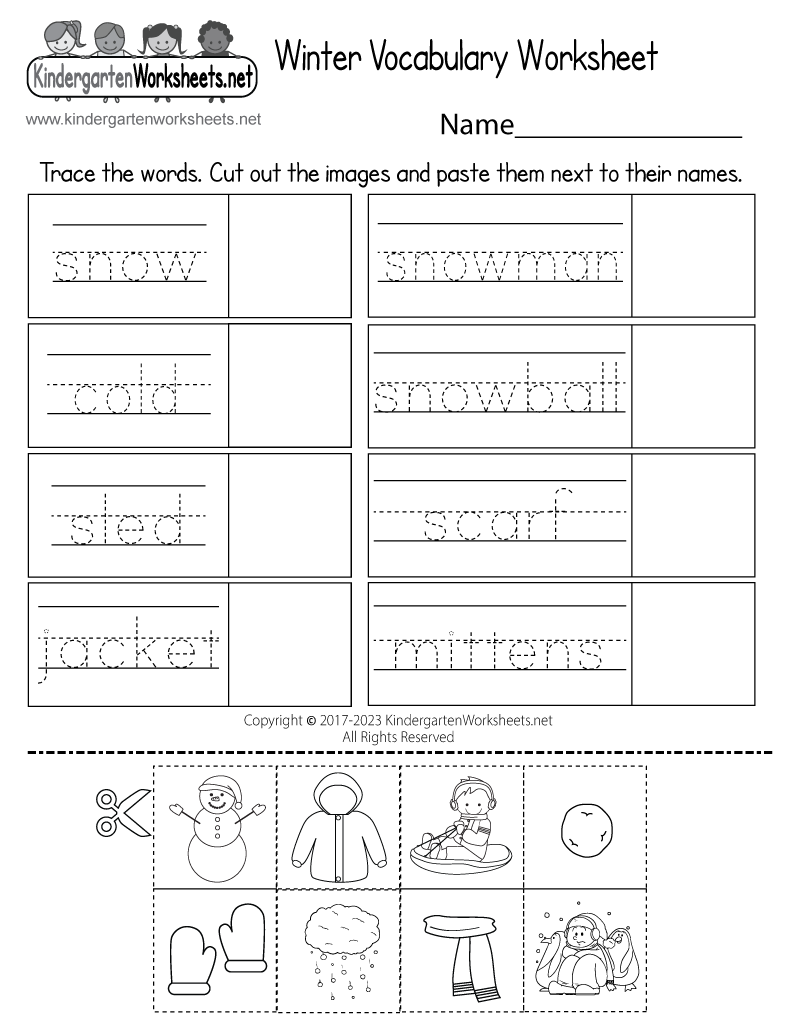 Kindergarten Vocabulary Worksheets