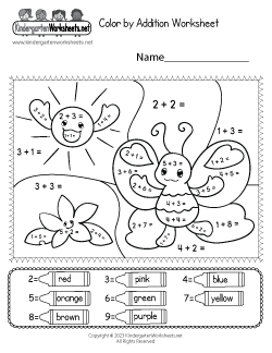 Color by Addition Worksheet