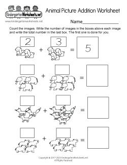 Animal Picture Addition Worksheet