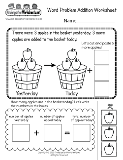 Apple Addition Word Problem Worksheet