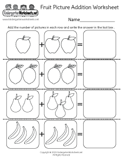 Free Kindergarten Addition Worksheets - Learning to Add Through Images ...