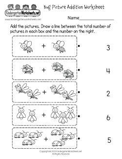 Bug Picture Addition Worksheet