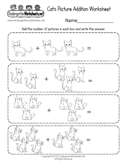 Cats Picture Addition Worksheet
