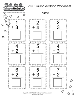 Easy Column Addition Worksheet