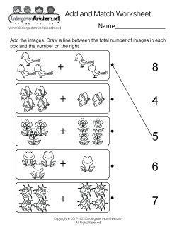 Add and Match Picture Addition Worksheet