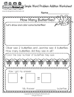 simple addition worksheet - Kindergarten Addition Worksheets With Pictures