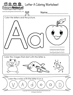 Kindergarten Alphabet Printable Worksheets