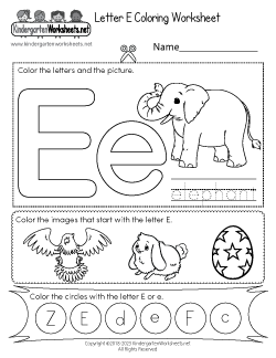 Letter E Coloring Worksheet