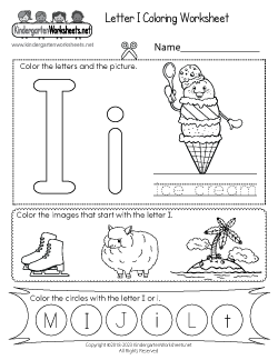 Letter I Coloring Worksheet