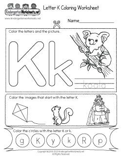 Letter K Coloring Worksheet