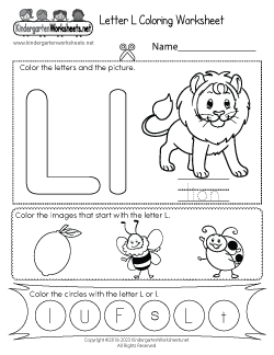 Letter L Coloring Worksheet