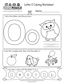 Letter O Coloring Worksheet